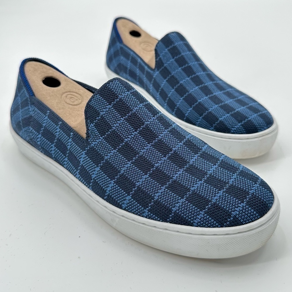 Rothy’s Indigo Gingham Sneakers Size 8.5
